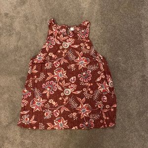 NWOT Old Navy High Neck burgundy floral sleeveless top